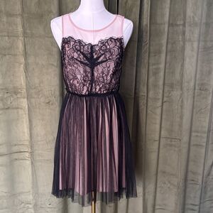 Pins & Needles Blush and Black lace/Mesh Detail, dress, S